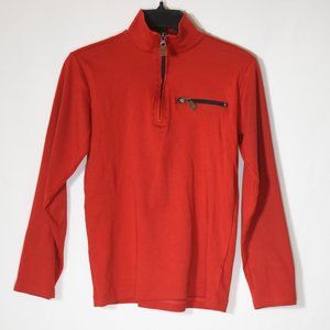 Bella Bliss Boy's Long Sleeve Pima Half-Zip Shirt. Red. Size 14